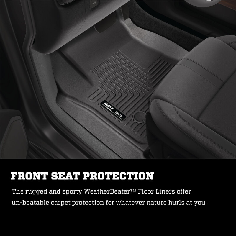 GMC Sierra Floor Liners - Front + 2nd Seat - Husky Liners - WeatherBeater - Black - `14-`27